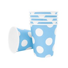 파티용 종이컵 도트라이트블루 6개 생일 일회용, 단품