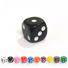 주사위 보드게임 16mm 컬러, 검정, 1개