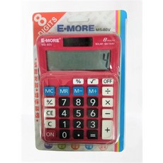 E-MORE MS-80V 計算機 簡約霧面質感面板 超大字幕8位數顯示 前端傾斜設計, 1個, 紅色, 紅色