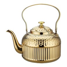 SANQIAHOME 앤티크 1.4L 45온스 스테인리스 스틸 찻주전자 인퓨저 실버 262441, 골드