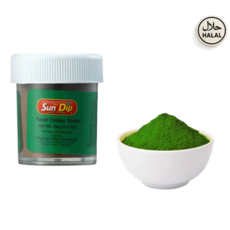 Halal Certified Green Food Coloring by Sundip (Pakistan) 할랄 인증을 받은 파키스탄산 순딥 녹색 푸드 컬러링, 4개, 25g