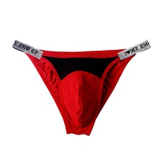 BLESO Men’s Sexy Mesh Thong with Pouch and Elastic Waistband for Femboy Sissy Crossdresser(Red)