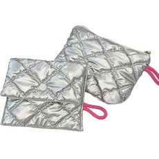 오디너 휴대용 실버 퀼팅 미니 파우치 화장품 생리대 다용도