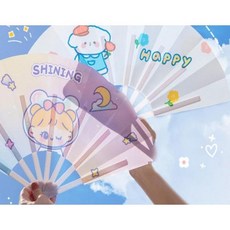 부채 학원 답례품 접이형 학생 단체 초등 아동 여름선물 학교 고급형 캐릭터, 딸기우유토끼, 1개