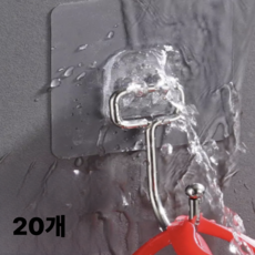 LOBEE 무타공 접착식 벽걸이 U자형 회전 고리 후크, 20개, 스테인리스