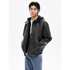 (국내매장정품) 에잇세컨즈 8SECONDS 페이크 레더 하이넥 블루종 애쉬 42523ZLY64 221191, M, 짙은회색