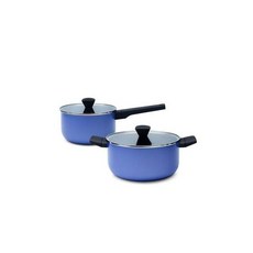 도루코 퓨어라이트 IH 냄비세트, 편수18cm+양수20cm, 애쉬블루, 1개