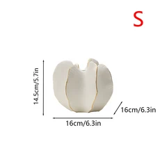 세라믹 꽃병 기하학 중공 줄무늬 꽃꽂이 액세서리 테라리움 홈, 03 white-S, 1개