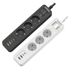 ORDFLES USB 멀티탭 2A+2C PD20W 고용량 과부하차단 3구, 1개, 3구 화이트, 2m