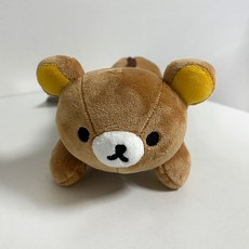 일본 정품 리락쿠마 필통 캐릭터 인형 파우치, 1개, 브라운