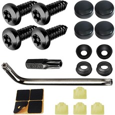 자동차 번호판 나사 키트 방지 스테인리스 스틸 장착 하드웨어 M6 14 변조 방청 볼트 프레임 커버 홀더용 패스너, 4 Set, Black