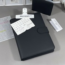 A5活頁本PU卡冊收納冊, 1個, 雅緻黑, 僅外殻 無內芯/無擋闆