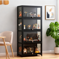 YAPOGI 다층 다용도 수납장 가방 보관함 진열장 아크릴 장식장 레고 피규어 장식장, 블랙