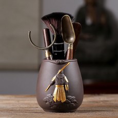 龍泉手工青瓷茶葉罐 大碼儲存罐 陶瓷茶具 便攜普洱茶密封罐 大號送禮 家用防潮儲物罐 中式陶瓷茶罐, 齊天大圣升級銅質六君子, 1個