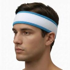 COUVER 매우 두꺼운 긴 면 스웨트밴드 - 확장 사이즈 튼튼한 운동용 테리 천 머리띠 1개 레드/블루/레드, 스카이 블루 / 화이트 / 스카이 블루