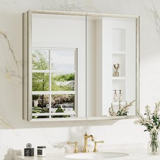 TokeShimi 14 x 18 Medicine Cabinet Mirror Assembly Required Brushed Nickel Bathroom with Steples, 브러시드 니켈