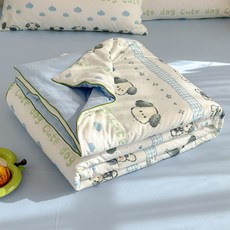 물세탁 가능한 면 여름용 이불 에어컨 이불 세탁기 사용 가능한 얇은 이불, 150*200cm 싱글 여름 이불, 강아지 구름 꿈