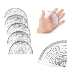 10cm 미니 투명 반원 각도기 5개 수학 준비물 학용품