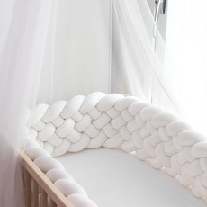 SQUARE 아기침대 범퍼 가드 꽈배기 쿠션 6단 3m 3.6m, 6단 3m 화이트