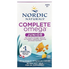 Nordic Naturals Complete Omega™ 주니어 6세 이상 레몬 맛 미니 소프트젤 90정