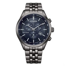 CITIZEN 星辰 GENTS 亞洲限定海軍藍面三眼計時光動能手錶 AT2577-57L，精鋼材質，光動能驅動，日期顯示