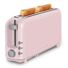 SEEDEEM 2슬라이스 슬림 토스터 싱글 25.4cm(10인치) 길이 슬롯 토스터 베이글 및 장인 빵에 적합 6가지 쉐이드 설정 취소/재가열/해동 탈착식 부스러기 트, 핑크