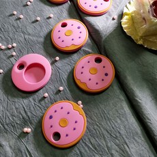 甜甜圈造型項鍊 附皮繩, 粉色鑰匙套, 1個