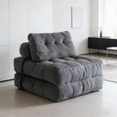 SAIVEINA 홈 1인용 가구 접이식 소파베드 폴딩 거실 매트리스 의자 침대 편안한 바닥 소파, 다크 그레이