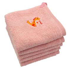 송월 어린이집 핸드타올 공룡자수 고리수건 5매, 핑크, 5개