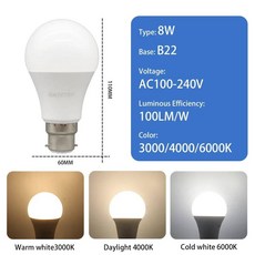 촛대전구 캔들 1-20개 LED 전구 3CCT 3000K 4000K 6000K AC110V 220V E27 B22 베이스 3색 메모리 기능 색온도 재, 8W B22, AC100-240V, 1pcs