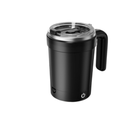 智能測溫磁力自動攪拌杯 電動便攜咖啡杯 奶昔杯 健身保溫壺, 黑色:18.8*8.6cm