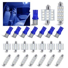 스티마트 24 PCS 실내용 자동차 조명 돔 경차 전구 키트 세트 T10 31mm 41mm LED 실내 교체 플레이트 지도 도어 라이선스블루, 파랑색, 1개