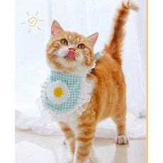 DZER 반려동물 귀여운 면 및 레이스 턱받이 강아지 및 고양이용 만능 애완용품 동물 프린트 디자인, S, J