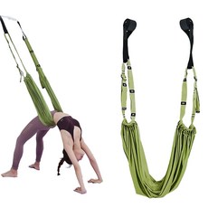 空中瑜伽繩 下腰訓練器 門上免安裝 瑜珈伸展拉筋帶, 清幽綠加強版＋收納網包 承重200公斤, 1個