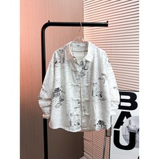 男童春季長袖風景印花襯衫 中大童休閒薄外套上衣