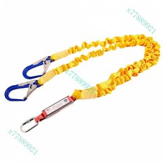 高空作業安全繩耐磨工地施工保險帶防墜落, 雙大鉤黃色雙層帶緩衝-鋁合金款, 1個