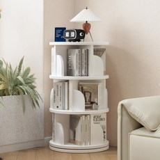 책꽂이 회전책꽂이 선반 심플선반, 3단, 화이트