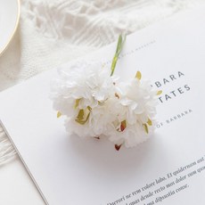 인공 꽃 실크 카네이션 크리스마스 홈 가든 웨딩 신부 부케 머리핀 DIY 축제 장식 18, 6 Pieces, 밀키 화이트