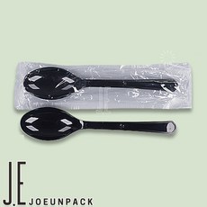 조은팩 [뜯을필요없는수저] 일회용수저 CN 1P 개별포장 (흑색) 100개, 1개