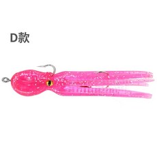 烏賊包鉛魷魚八爪魚鉤章魚鉤 - 內置鉛塊配鐵板雙鉤船釣軟餌海釣假餌, D款八爪魚,單條裝, 1個