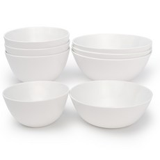 온담도자기 본차이나 밥그릇 국그릇 세트 공기 대접, 화이트, 4세트, 공기4P + 대접4P