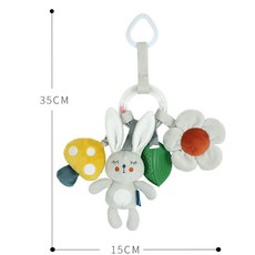 北歐風嬰兒車掛床鈴搖鈴嬰兒玩具，多功能寶寶床掛玩具，刺激視覺聽覺發展, 1個, 彩環兔子