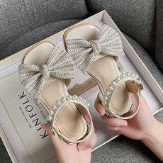 DFMEI 女童夏季涼鞋新款兒童女寶寶水鑽小女孩水鑽高跟公主涼鞋子