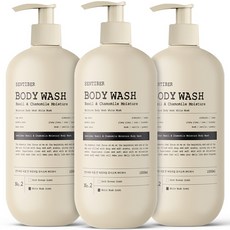 [체취감소 66% 개선] 1+1+1 센티베르 바질 앤 캐모마일 대용량 바디워시 1000ml 화이트머스크향 약산성 바디클렌져 향기좋은, 3개, 1L