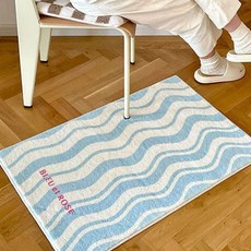 봄인테리어 미끄럼방지 물흡수 부드러운 발매트 40cm x 60cm, 웨이브힐-블루, 1개