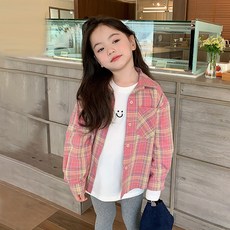 꼰띠키즈 컬러데이셔츠 아동 체크 남방