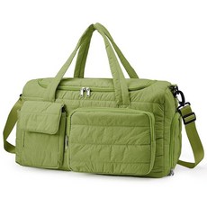 Pwem 여성용 퀼트 체육관 가방 신발 칸이 있는 귀여운 여행용 더플 백 경량 위켄더 오버나이트 블랙.