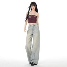 투니스 여성 와이드 트렌디 루즈핏 데님 긴바지