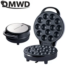 DMWD 750W 전기 케이크 팝 메이커 논스틱 14홀 용량 그리들 도넛 타코야키 머신 EU, 01 220V용, 01 검정색