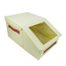 1+1다용도 모자 보관함 수납함 대용량 먼지차단 정리함, 베이지, 2개